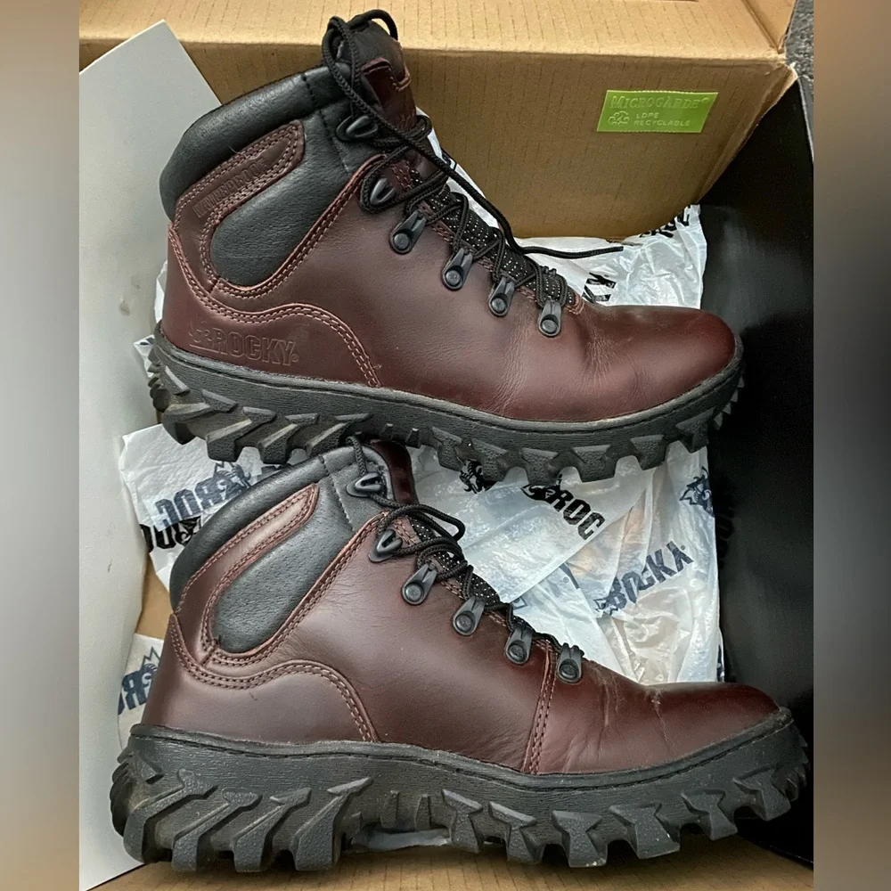 Rocky 6" Tall Brown Hiker Hiking Work Boots Vibram Sole Size 39.5 - Picture 10 of 12